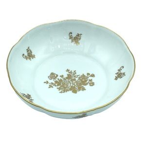 Vintage Royal Limoges France 24K Gold Rim Rose Pattern Porcelain Bowl Dinnerware